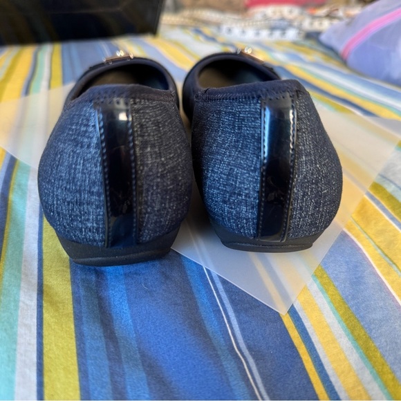Anne Klein Sport Blue Flats with Gold Buckle - Picture 7 of 11